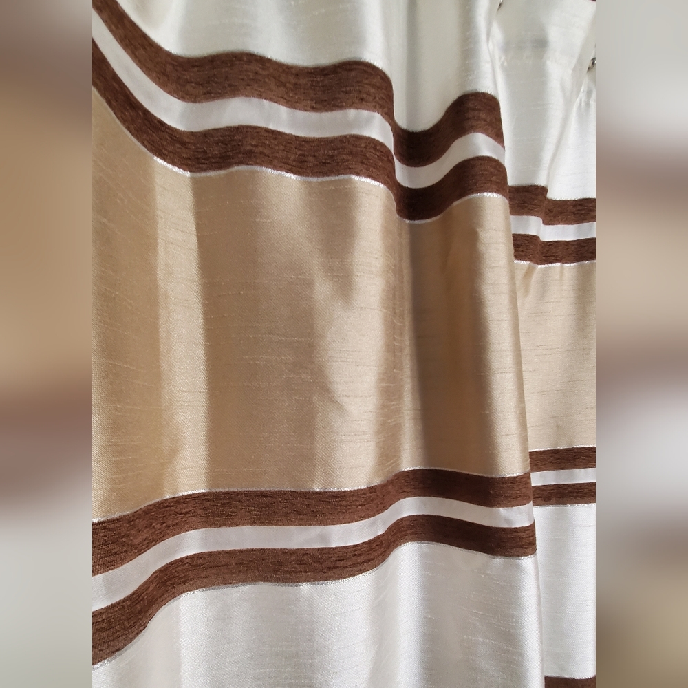 Vue by Ellery tan & cream striped Shower Curtain